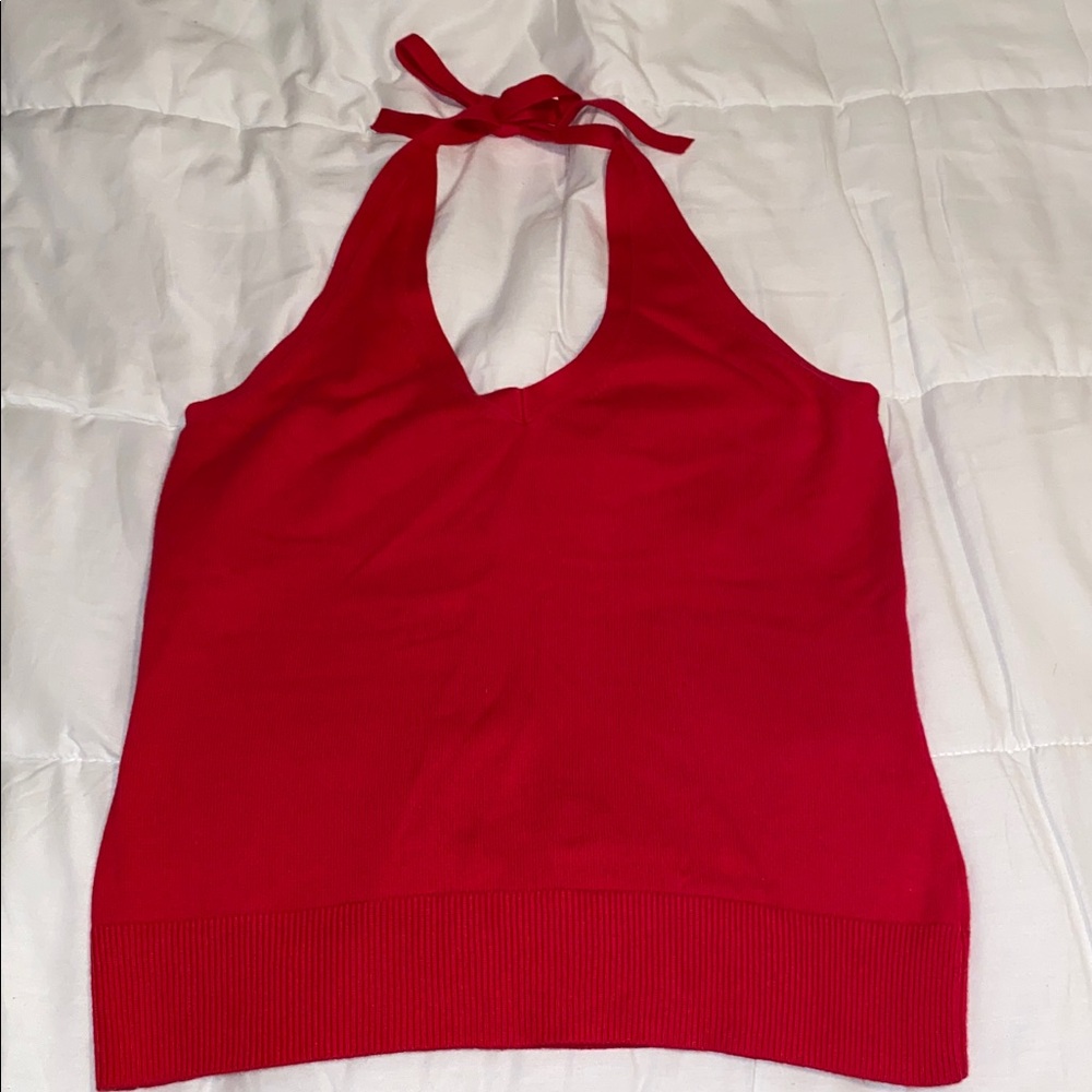 Red Knit Halter Top